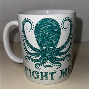 Twisted Envy Octopus Design White & Green Coffee Mug Cup “Fight Me”